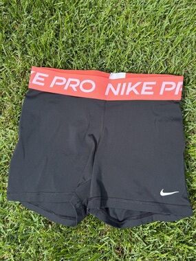 Nike Black Compression Shorts with Red Logo Waistband